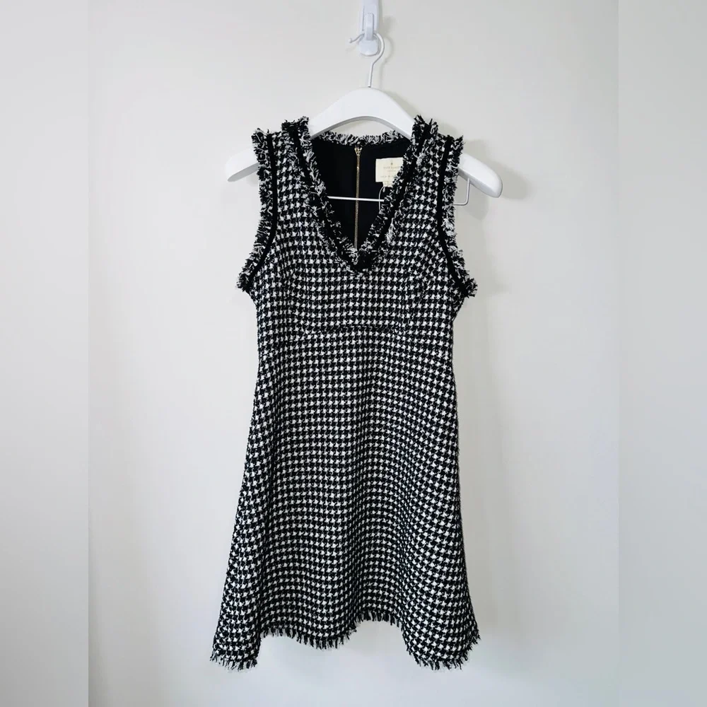 KATE SPADE NEW YORK Metallic Houndstooth Tweed Hourglass Dress Size 6 NWOT